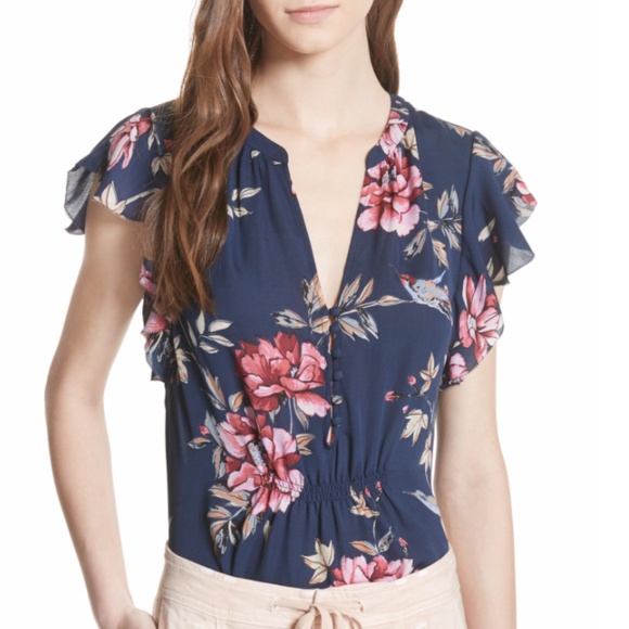 Joie Tops - *NEW* Joie Silk Floral Flutter Sleeve Blouse